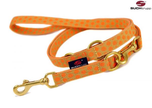 SUCHtrupp® Extra Langleine Dots Beige-Orange Golden 2,5 m 3-fach verstellbar