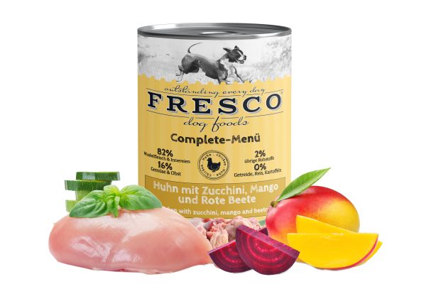 FRESCO Complete-Menü Huhn mit Zucchini, Mango und Rote Beete (haltbares B.A.R.F.) 400 g