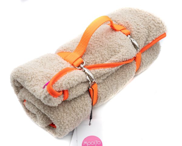 MooiZo Dog'n Roll Hundereisedecke Teddy Beige - Orange