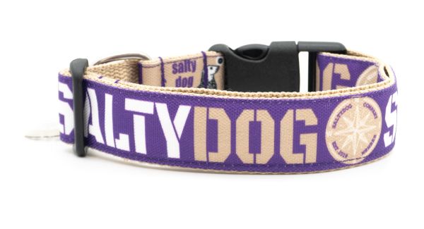 Segeltuch Halsband SALTY DOG Lila -Beige Gr. MK 30-50 cm