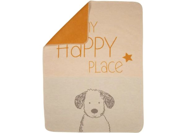 DF Decke "My happy place" Hund 70 x 90 cm Farbe Rohweiß