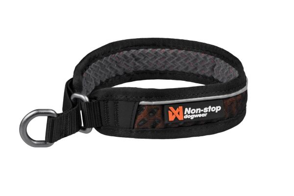 Non-stop dogwear Rock Collar 3.0, atmungsaktives Zugstopp-Halsband Schwarz / Orange