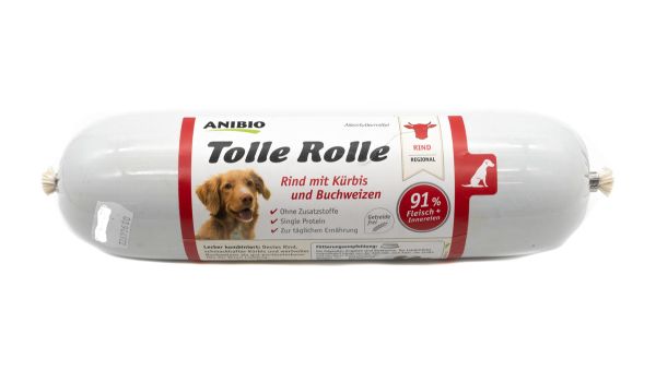 ANIBIO Tolle Rolle - Rind mit Kürbis und Buchweizen 800 g MHD 30.04.24