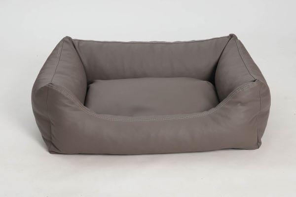 DC Hundebett Box Bett Saddle Kunstleder Taupe Gr. L