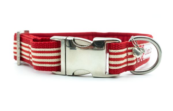 CHEZ LILLI Halsband Red Stripes Größe M