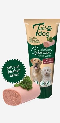 12 x Tubidog Delikatess Leberwurst für Hunde 75g