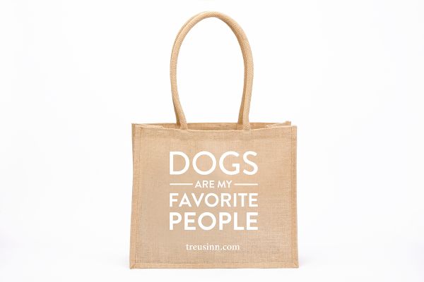 TREUSINN Shopper Jute "Dogs Favorite People" Weiß