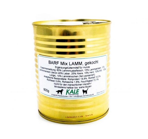 KALE BARF-Mix Lamm mit Innereien gekocht 800g