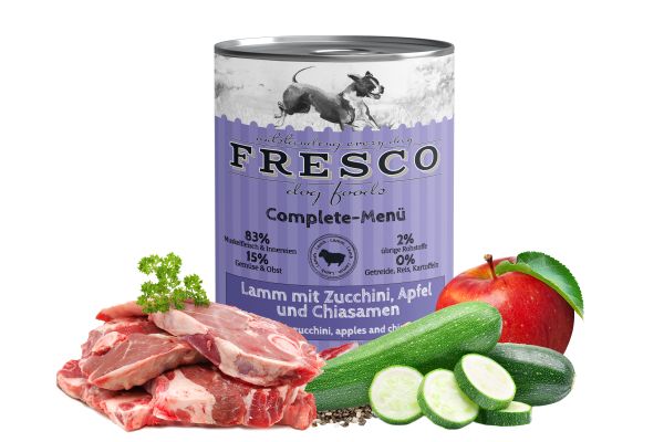 FRESCO Complete-Menü Lamm mit Zucchini, Apfel und Chiasamen (haltbares B.A.R.F.) 400 g
