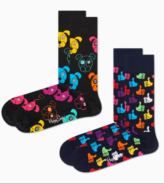 Happy Socks 2-er Pack Motiv (1x Dog Socks, 1x Thumb up Socks)