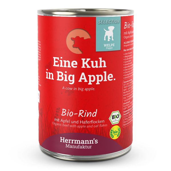 Herrmann's Selection Puppy Bio Rind mit Apfel und Haferflocken 400 g