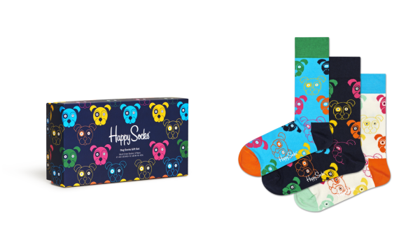 Happy Socks 3-er Pack Mixed Dog Socks Gift-Box