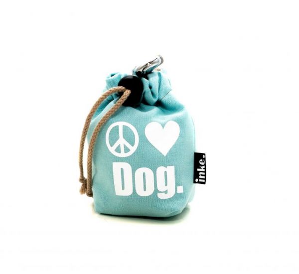 INKE. Leckerlibeutel für Hunde Mint mit PeaceLove-Dog weiß, Silber