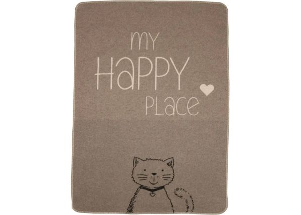 DF Decke "My happy place" Katze 70 x 90 cm Farbe Rauch