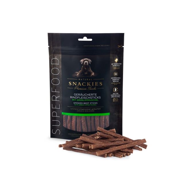 SNACKIES Superfood Geräucherte Rindfleischsticks mit Grünlippmuschel 170g