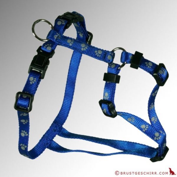 Feltmann Mini - Brustgeschirr für kleine Hunde und Welpen 25-35 cm Blau mit reflektierenden Pfötchen